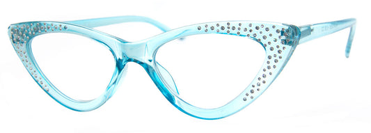 Blue - Cat Eye, Vintage, Reading Glasses with Rhinestones